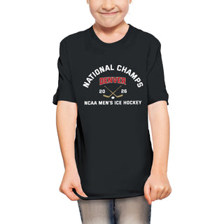 Denver 2026 Hockey National Champions Blocked Shot Youth T-Shirt