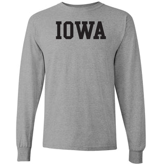University of Iowa Hawkeyes Basic Block Long Sleeve T Shirt - Sport Grey