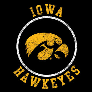 University of Iowa Hawkeyes Distressed Circle Logo Short Sleeve T Shirt - Black