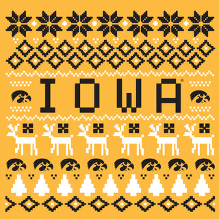 University of Iowa Hawkeyes Holiday Sweater Crewneck Sweatshirt - Gold