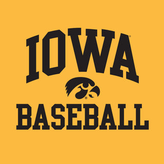 University of Iowa Hawkeyes Arch Logo Baseball Short Sleeve T Shirt - Gold