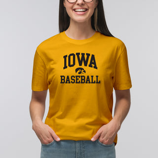 University of Iowa Hawkeyes Arch Logo Baseball Short Sleeve T Shirt - Gold
