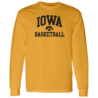 University of Iowa Hawkeyes Arch Logo Basketball Heavy Blend Long Sleeve T Shirt - Gold