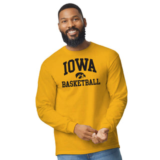 University of Iowa Hawkeyes Arch Logo Basketball Heavy Blend Long Sleeve T Shirt - Gold