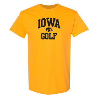 University of Iowa Hawkeyes Arch Logo Golf Short Sleeve T Shirt - Gold