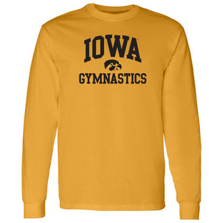 University of Iowa Hawkeyes Arch Logo Gymnastics Long Sleeve T Shirt- Gold