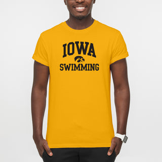 University of Iowa Hawkeyes Arch Logo Swimming Short Sleeve T Shirt - Gold