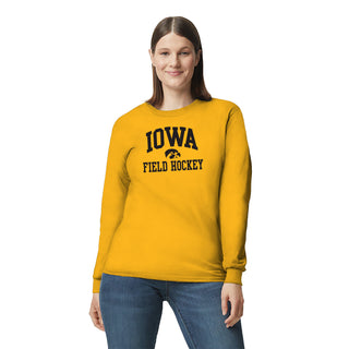 University of Iowa Hawkeyes Arch Logo Field Hockey Long Sleeve T Shirt- Gold