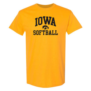 University of Iowa Hawkeyes Arch Logo Softball Short Sleeve T Shirt - Gold