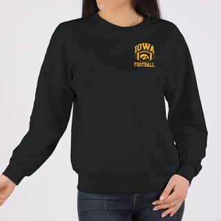Classic Football Arch Left Chest Iowa Hawkeyes Heavy Blend Crewneck Sweatshirt - Black