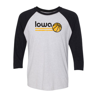 University of Iowa Hawkeyes Basketball Bubble Raglan T Shirt - Heather White/Black