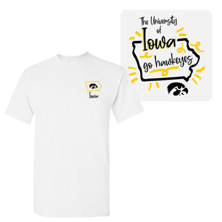 University of Iowa Hawkeyes Playful Sketch Basic Cotton Short Sleeve T Shirt - White