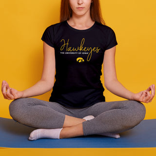 Iowa Thin Script Womens T-Shirt - Black