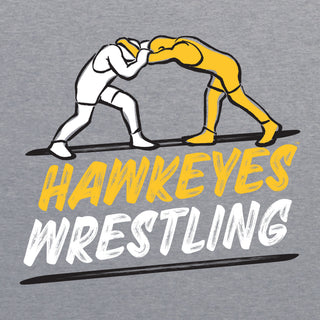 Iowa Wrestling Sketch Racerback Tank Top - Heather Grey