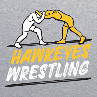Iowa Wrestling Sketch Hoodie - Sport Grey
