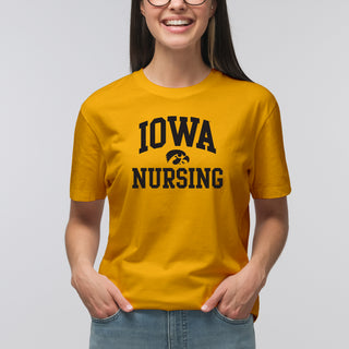 University of Iowa Hawkeyes Arch Logo Nursing Short Sleeve T Shirt - Gold