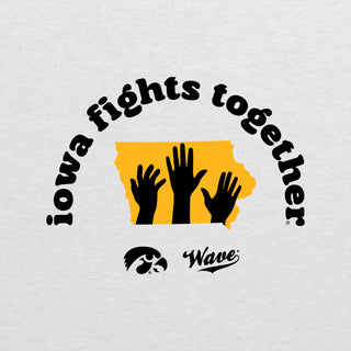 Iowa Wave Fights Together NLA Triblend 3/4 Sleeve T-Shirt - Htr White / Vtg Black