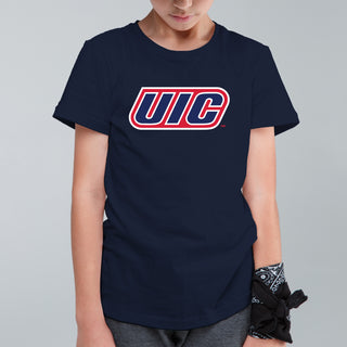 University of Illinois at Chicago Flames Primary Logo Youth T-Shirt - Navy