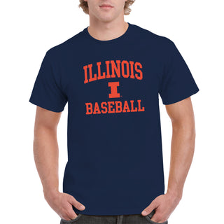Illinois Arch Logo Baseball T-Shirt - Navy