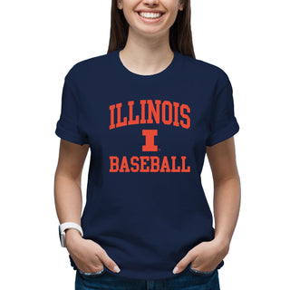 Illinois Arch Logo Baseball T-Shirt - Navy