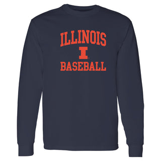 Illinois Arch Logo Baseball Long Sleeve - Navy