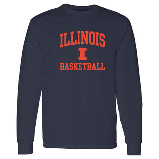 Illinois Arch Logo Basketball Long Sleeve - Navy
