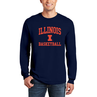 Illinois Arch Logo Basketball Long Sleeve - Navy