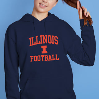 Illinois Arch Logo Football Hoodie - Navy