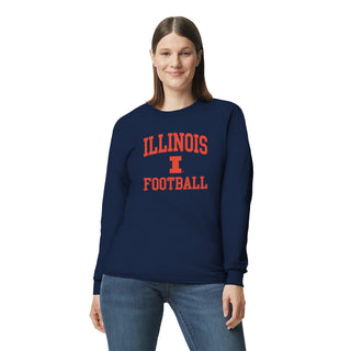 Illinois Arch Logo Football Long Sleeve - Navy