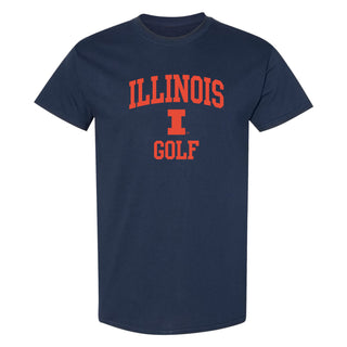 Illinois Arch Logo Golf T-Shirt - Navy