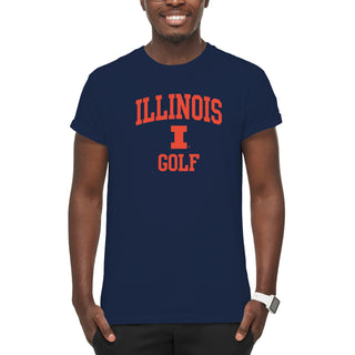 Illinois Arch Logo Golf T-Shirt - Navy
