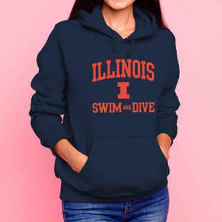 Illinois Arch Logo Swim & Dive Hoodie - Navy