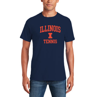 Illinois Arch Logo Tennis T-Shirt - Navy