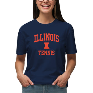 Illinois Arch Logo Tennis T-Shirt - Navy