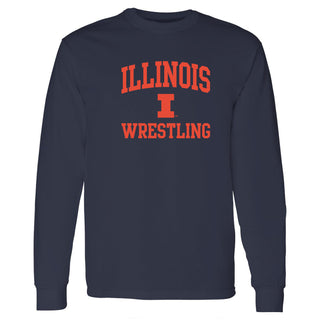 Illinois Arch Logo Wrestling Long Sleeve - Navy