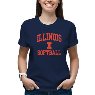 Illinois Arch Logo Softball T-Shirt - Navy