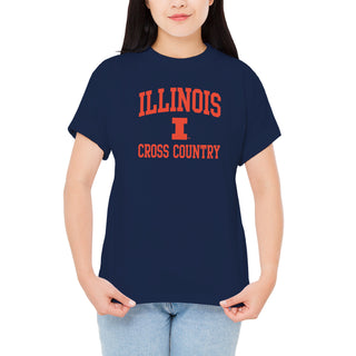Illinois Arch Logo Cross Country T-Shirt - Navy