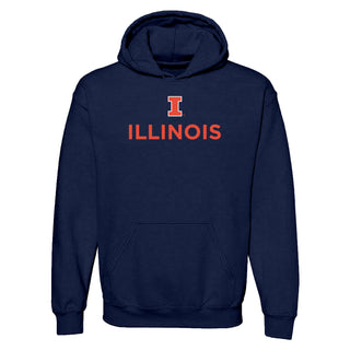 University of Illinois Fighting Illini Institutional Logo Cotton Hoodie - Navy