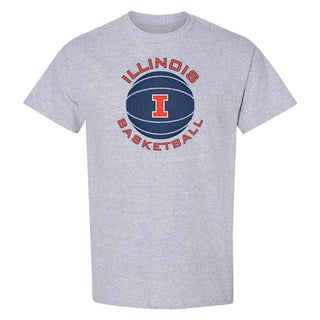 Illinois Fighting Illini Basketball Circle Logo Cotton T-Shirt - Sport Grey