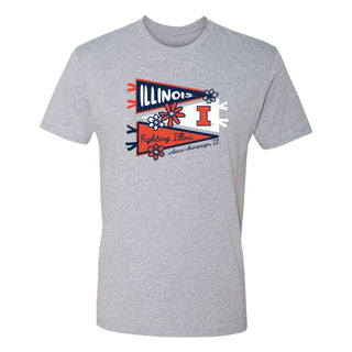 Illinois Cute Pennant NLA T-Shirt - Heather Grey
