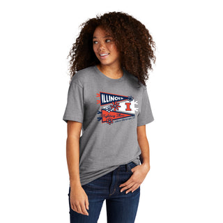 Illinois Cute Pennant NLA T-Shirt - Heather Grey