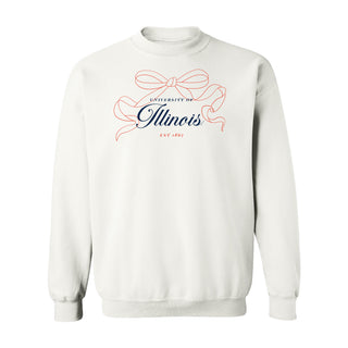 Illinois Delicate Bow Crewneck Sweatshirt - White