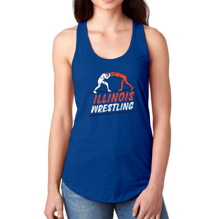 Illinois Wrestling Sketch Racerback Tank Top - Royal
