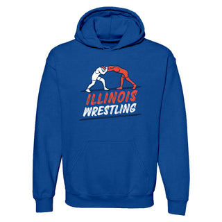 Illinois Wrestling Sketch Hoodie - Royal