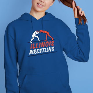 Illinois Wrestling Sketch Hoodie - Royal