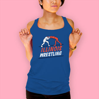 Illinois Wrestling Sketch Tank Top - Royal