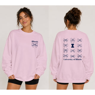 Illinois Bow Bliss Crewneck - Light Pink