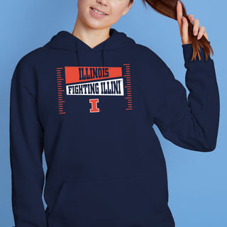 Illinois Fighting Illini Footballl Field Block Hoodie - Navy