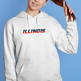 Illinois Wordmark EMB BTB Hoodie - White