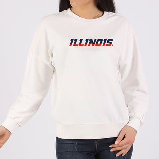 Illinois Wordmark EMB BTB Crewneck - White